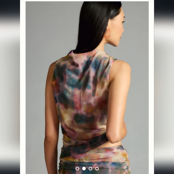 2 pc set! Anthropologie Mesh Watercolor Floral EUC - Picture 6 of 9